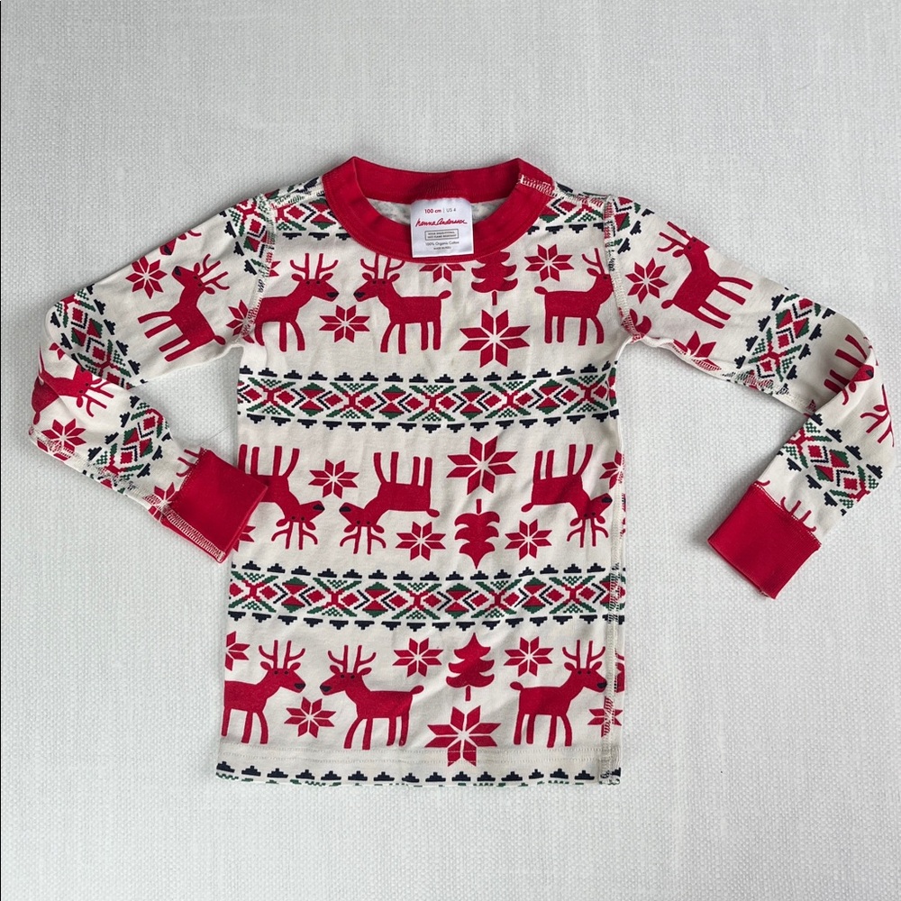 Hanna Andersson Deer pajamas shirt only long john size 4 100